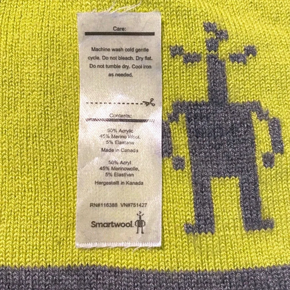 SMARTWOOL Wintersport Reversible Kids Striped Beanie Winter‎ Snow Green Orange